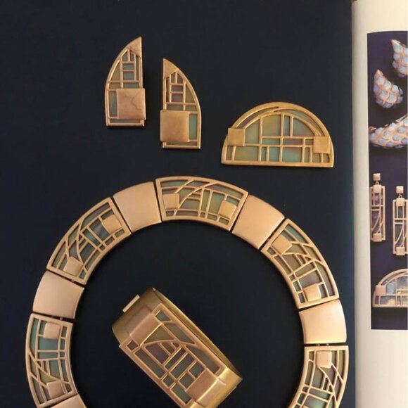 BOOK PIECE - Vintage Monet Rose Gold & Aurora Borealis Tympany Collar - FULL SET - Picture 3 of 8